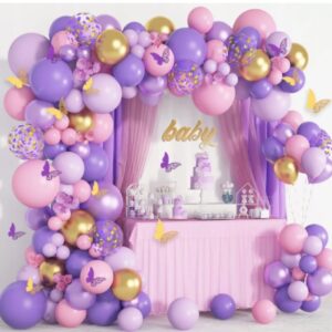 Balony różowe fioletowe motylki na 18 urodziny imprezę dla dziecka