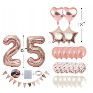 Balony dekoracja urodzinowa 25 zestaw różowe złoto