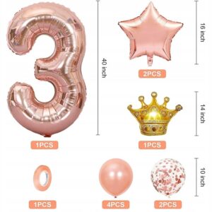 Zestaw balonów na urodziny 3 RÓŻOWE